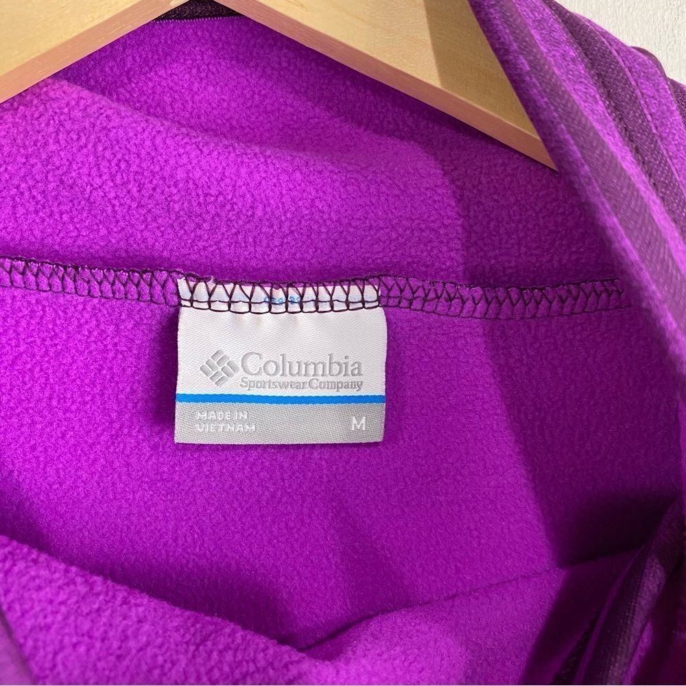 Columbia Fleece Lined Striped Pullover Turtleneck Sweatshirt Purple Size Medium - Picture 3 of 5